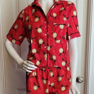 COPY - Aerie Smiley Face Red Christmas Set Pajamas S